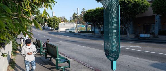 “La Sombrita” bus shade structures in Los Angeles: The ridiculous story behind an instantly mocked innovation.
