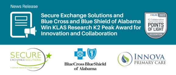 Secure Exchange Solutions and Blue Cross and Blue Shield of Alabama Win KLAS Research K2 Peak Award for Innovation and Collaboration