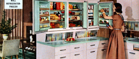 General Electric Wall-Mounted Refrigerator and Freezer, a 1955 Innovation